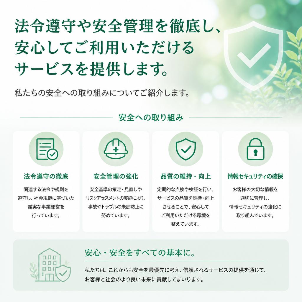 安全対策を徹底した業務提供