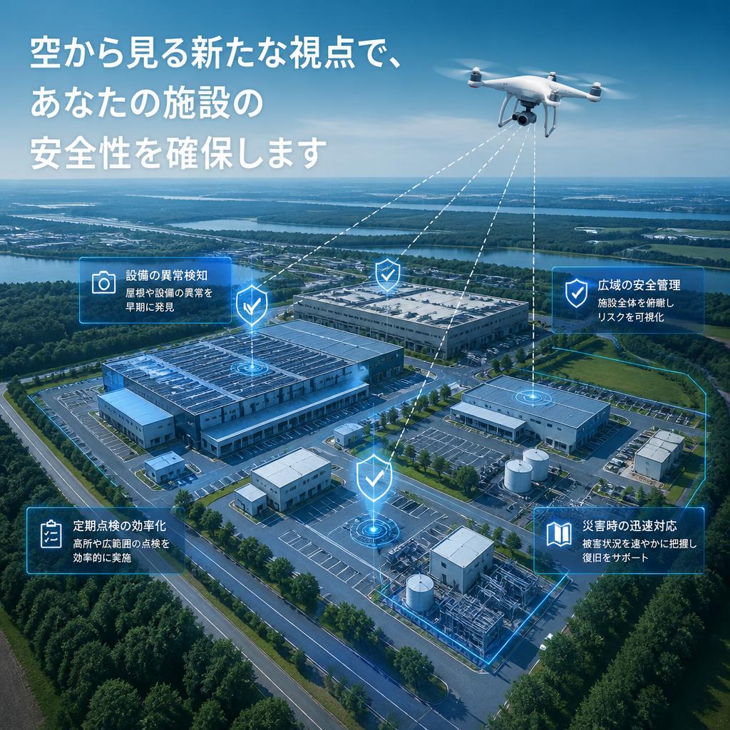 空から見る新たな視点で、あなたの施設の安全性を確保します