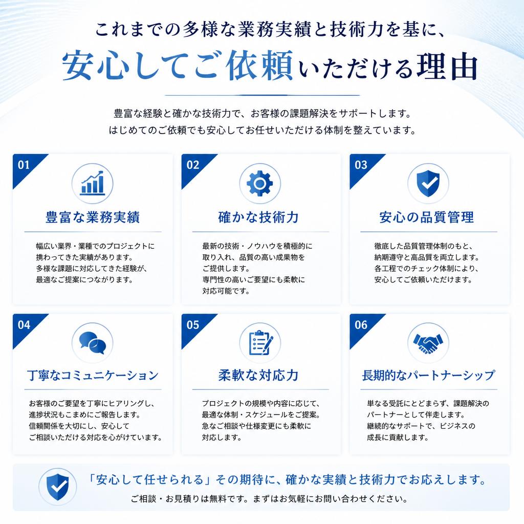 実績と技術力で信頼のサービスを