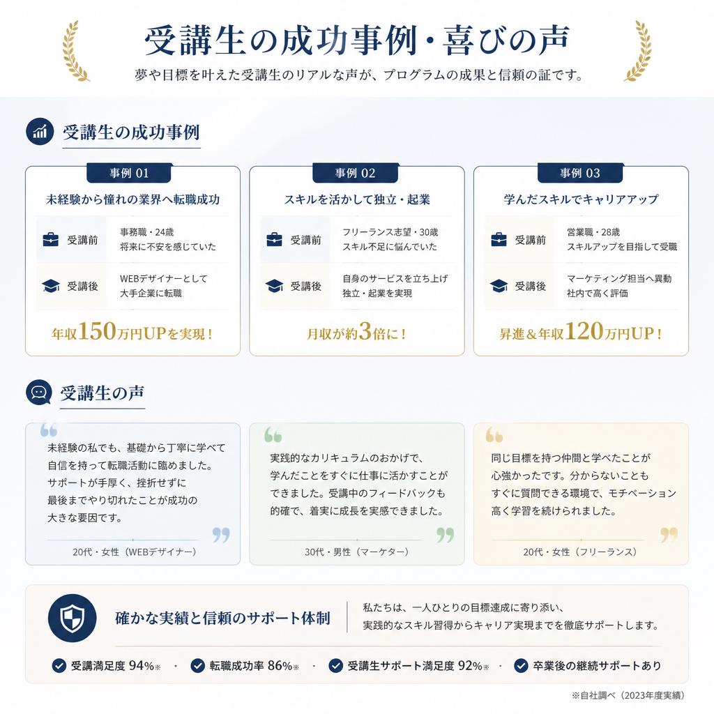 成功事例と受講生の声