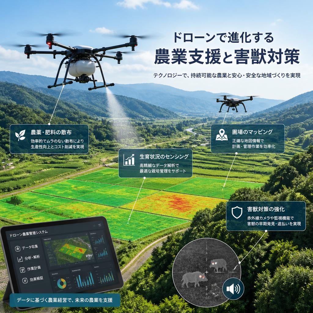 ドローンで進化する農業支援と害獣対策