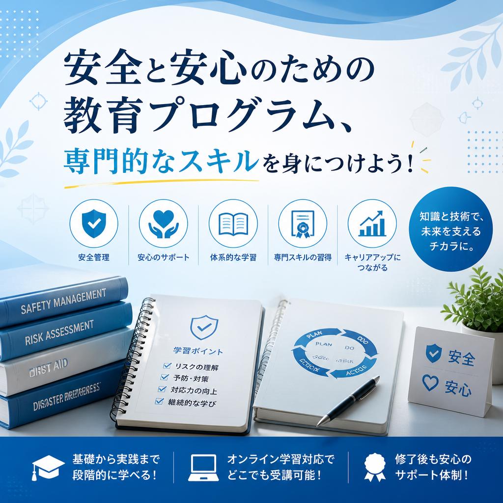安全と安心のための教育プログラム、専門的なスキルを身につけよう！