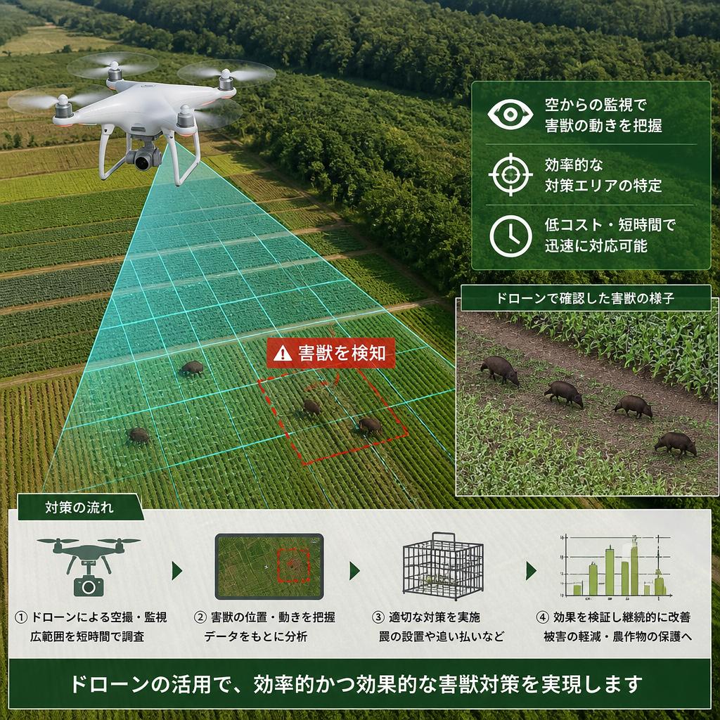 害獣対策としてのドローンの効果