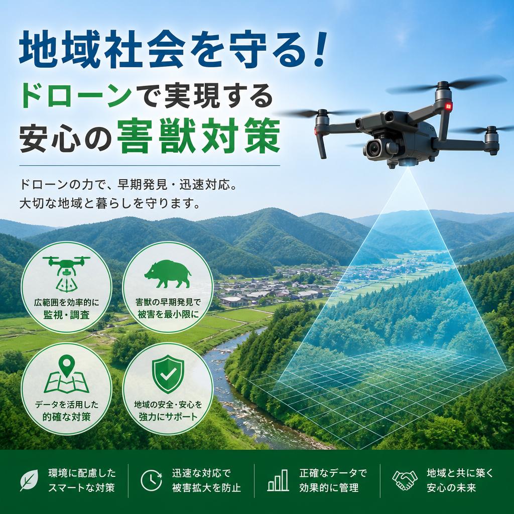 地域社会を守る！ドローンで実現する安心の害獣対策