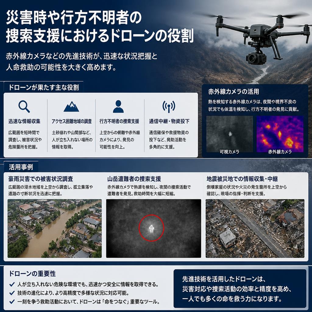 捜索支援におけるドローンの貢献