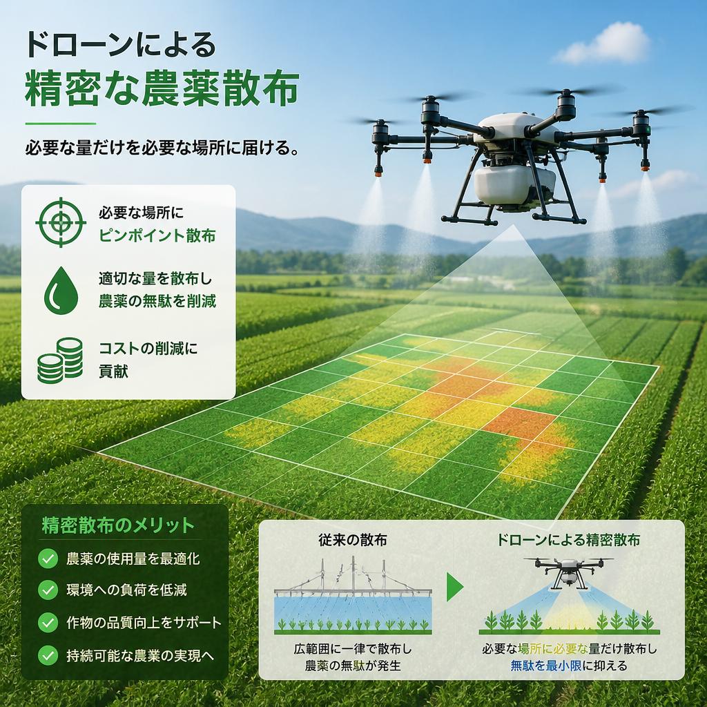 2. 農薬散布の革命：精密散布のメリット