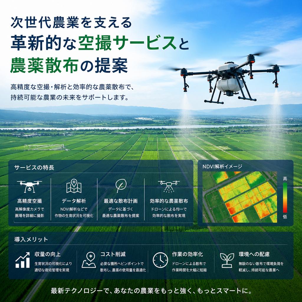次世代農業を支える革新的な空撮サービスと農薬散布の提案