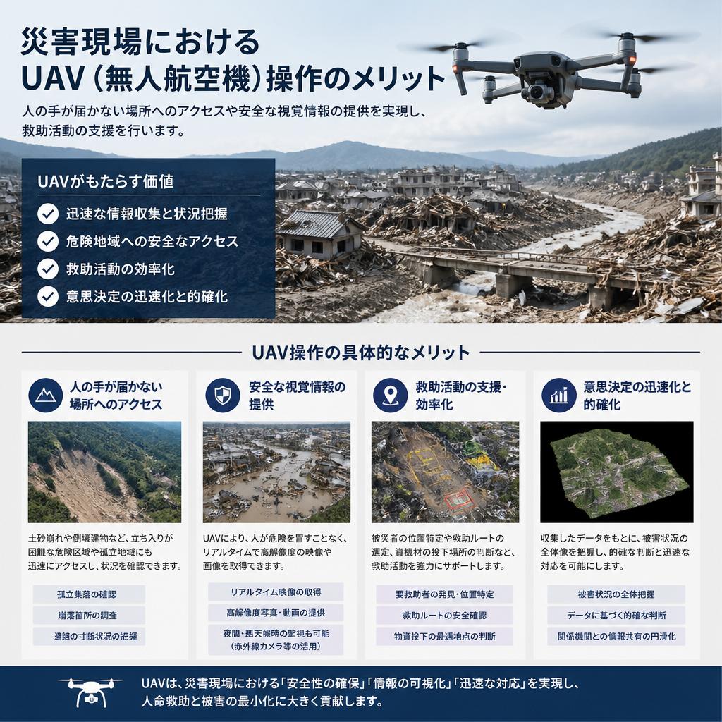 災害現場でのUAV操作の利点