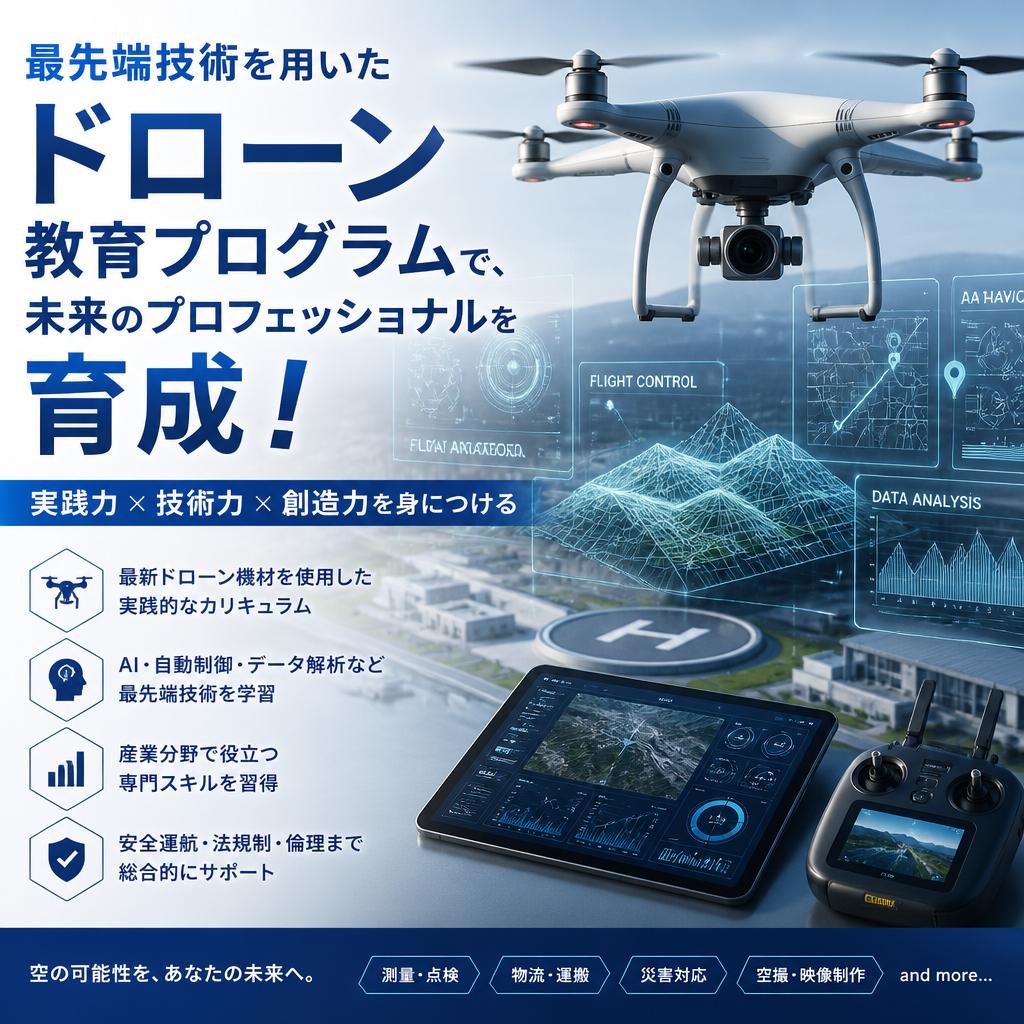 最先端技術を用いたドローン教育プログラムで、未来のプロフェッショナルを育成！
