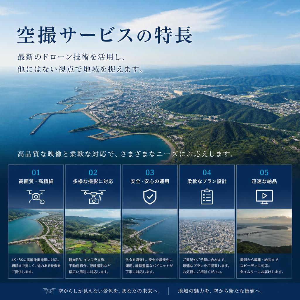 ドローンによる空撮サービスの特長
